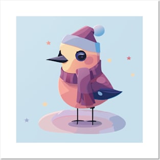 Whimsical winter whispers - Little bird and twinkling little stars Posters and Art